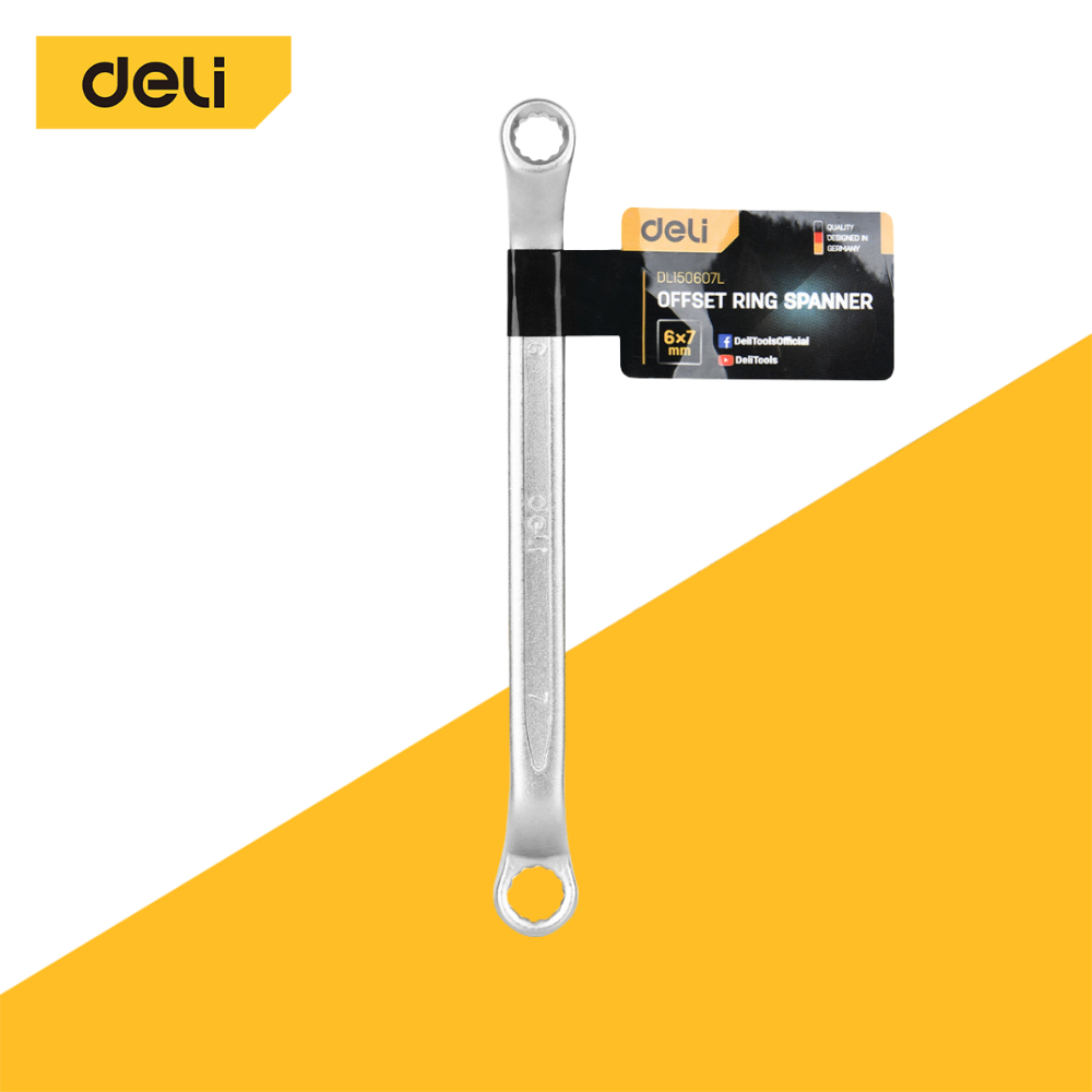 Deli ประแจแหวนสองหัว ขนาด 6 - 22 mm คันน็อต คลายสกรู น็อต เครื่องมือช่าง อุปกรณ์ช่าง Ring Spanner