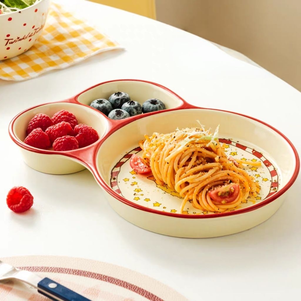 [ลิขสิทธิ์แท้] จานเซรามิก Twinkle Twinkle ลายน้องดาว Twinkle ขอพร 8.5 นิ้ว  | จานขอบแดง | จานน่ารัก - รูปที่ 3