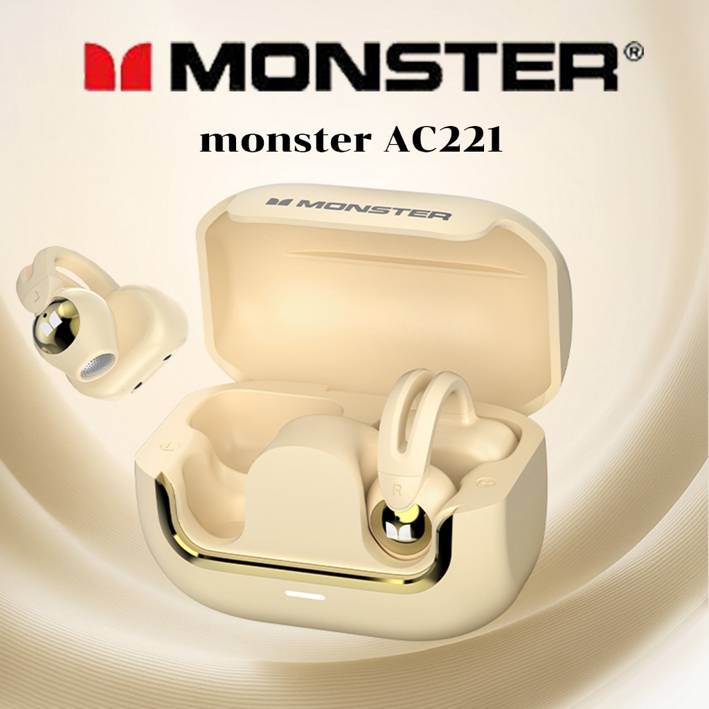 【ของแท้】หูฟังบลูทูธมัลติฟังก์ชั่น Monster Ac221 หูฟังไร้สายแบบคล้องหูแยกเสียง เข้ากันได้กับอุปกรณ์ A
