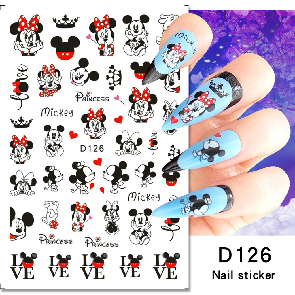 สติกเกอร์ติดเล็บ ลายมิกกี้เม้าส์ 3D มีหลากหลายแบบให้เลือก สินค้าพร้อมส่งในไทย