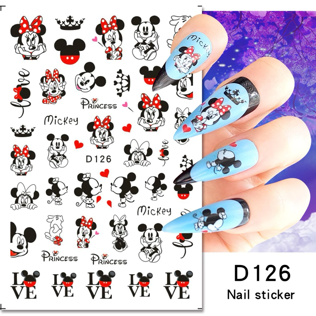 สติกเกอร์ติดเล็บ ลายมิกกี้เม้าส์ 3D มีหลากหลายแบบให้เลือก สินค้าพร้อมส่งในไทย