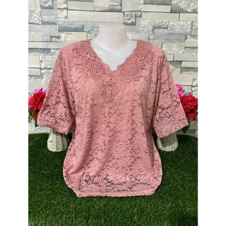 เสื้อลูกไม้ ผ้านิ่ม อก46-52นิ้ว เสื้อลูกไม้สาวอวบ มีซับในตัว ใส่ออกงานต่างๆ รุ่น715