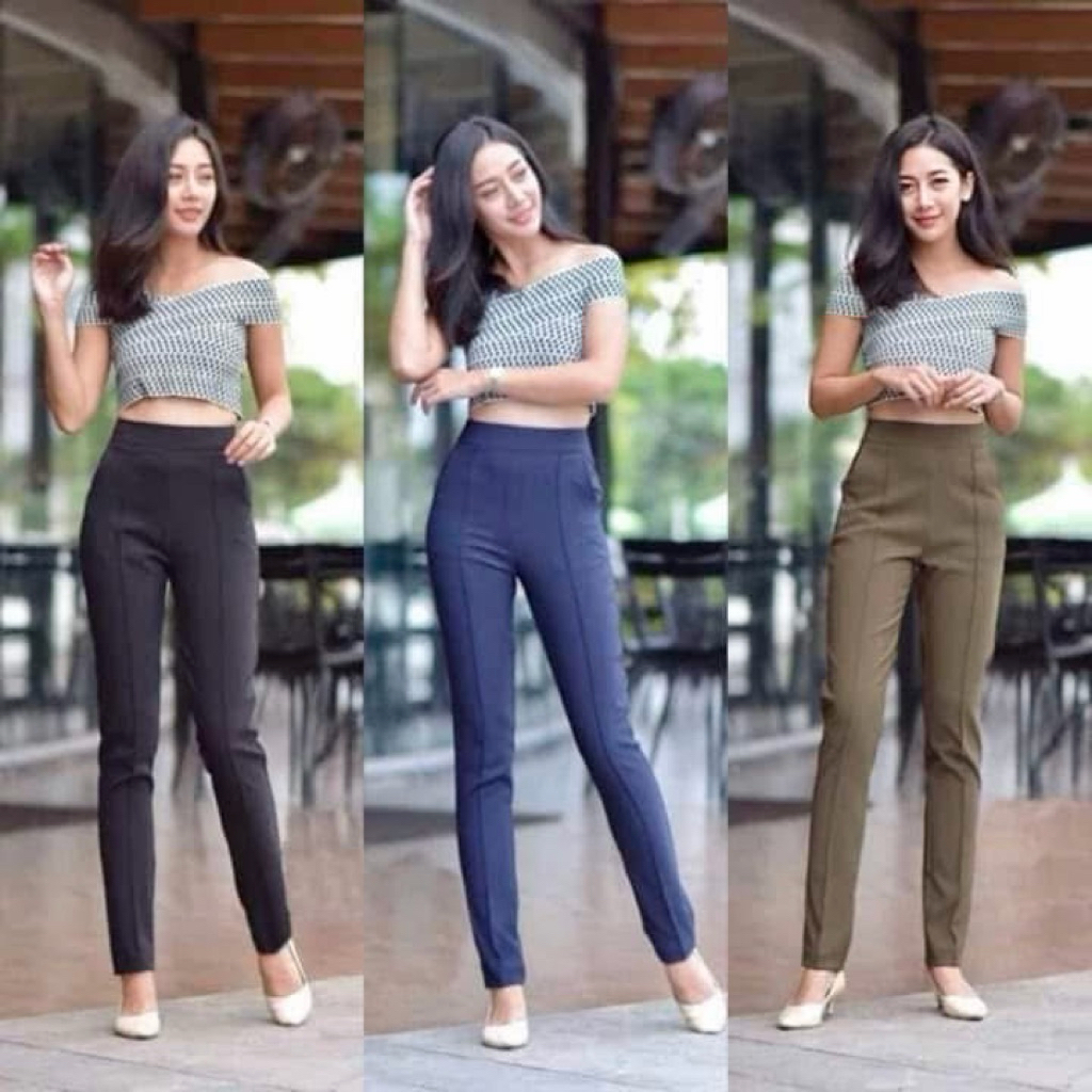 SALE❗️👖กางเกงทำงาน ขาเดฟสลิม🎀สินค้ามือ 1 ฟรีไซส์ S M L 🌼งานผ้าวูเวฟ ยืดหยุ่น ไม่ต้องรีด🌼