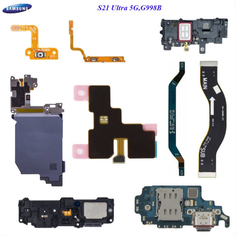อะไหล่มือถือ Samsung S21 Ultra 5G,G998,G998B/สายแพร/ลำโพงหูฟัง/กระดิ่งเสียงเรียกเข้า/กระจกเลนส์กล้อง/แบต EB-BG998ABY