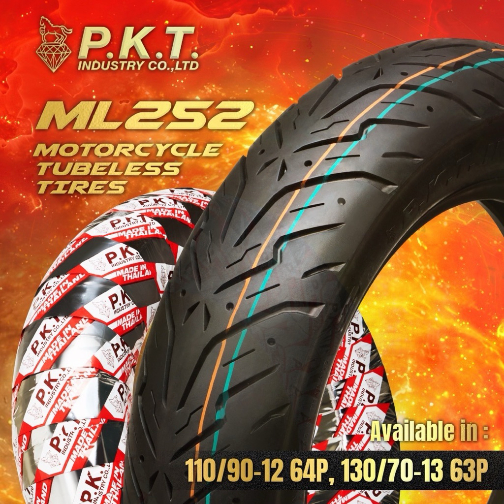 ยางนอก PKT ลาย ML251, ML252 (SIZE): ล้อหน้า 100/90-12 59P, 110/70-14 49P ล้อหลัง 110/90-12 64P, 130/70-13 63P - รูปที่ 2