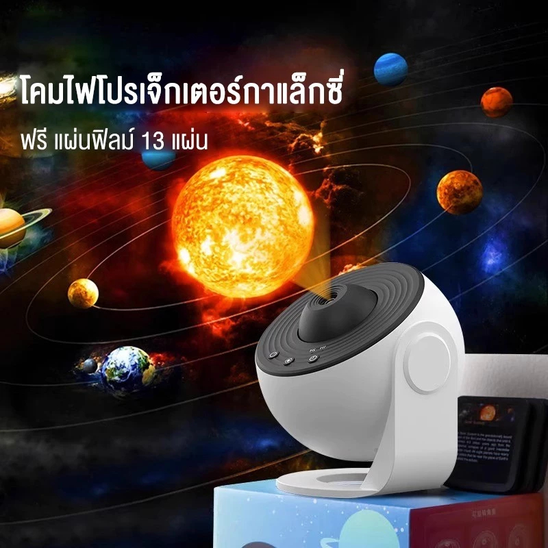Qimedo โคมไฟพระจันทร์ 12-in-1 โปรเจคเตอร์ดาว กาแล็คซี่ 360° ห้องนอน ผ่อนคลาย ฉายดาว