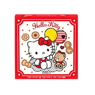 Bourbon Hello Kitty Butter cookie box 60 piecesเบอร์บอนฮัลโหลคิดตี้บัตเตอร์คุกกี้รสชาติหอมเนยหวานนิดมีหลายรสในกล่อง