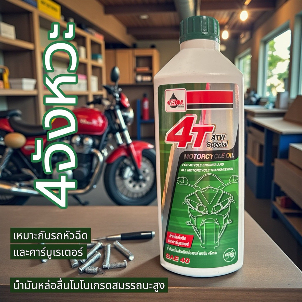 Veloil น้ำมันเครื่องเวลลอย4จังหวะ 4T ATW Special SAE 40 ปริมาตร 0.8ลิตร เหมาะกับรถหัวฉีดและคาร์บูเรเตอร์