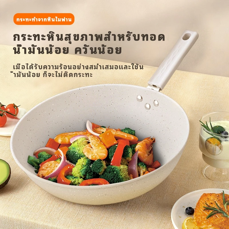 SUK HOUSE  กระทะทอดขนาด 30 ซม. ไม่ติดกระทะ ใช้ได้กับเตาแม่เหล็กไฟฟ้า เตาแก๊ส เตาเซรามิก ทนทานและกระจายความร้อนได้ทั่วถึง thumbnail 5