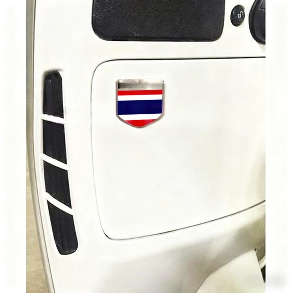 แผ่นเพลทอลูมิเนียม ติดรถ ลวดลายธงชาติ พร้อมกาวสองหน้า ขนาด 5.5x5.5cm แบบโล่ พร้อมส่ง-DanDIn - รูปที่ 4