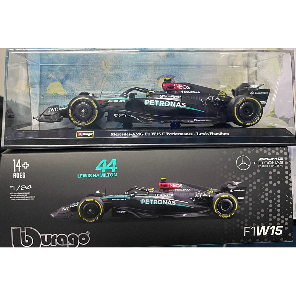 โมเดลรถแข่งฟอร์มูล่าวัน ขนาด 1:24 Mercedes-AMG F1 W15 Performance [Lewis Hamilton No.44] (พร้อมกล่องอะคริลิค)