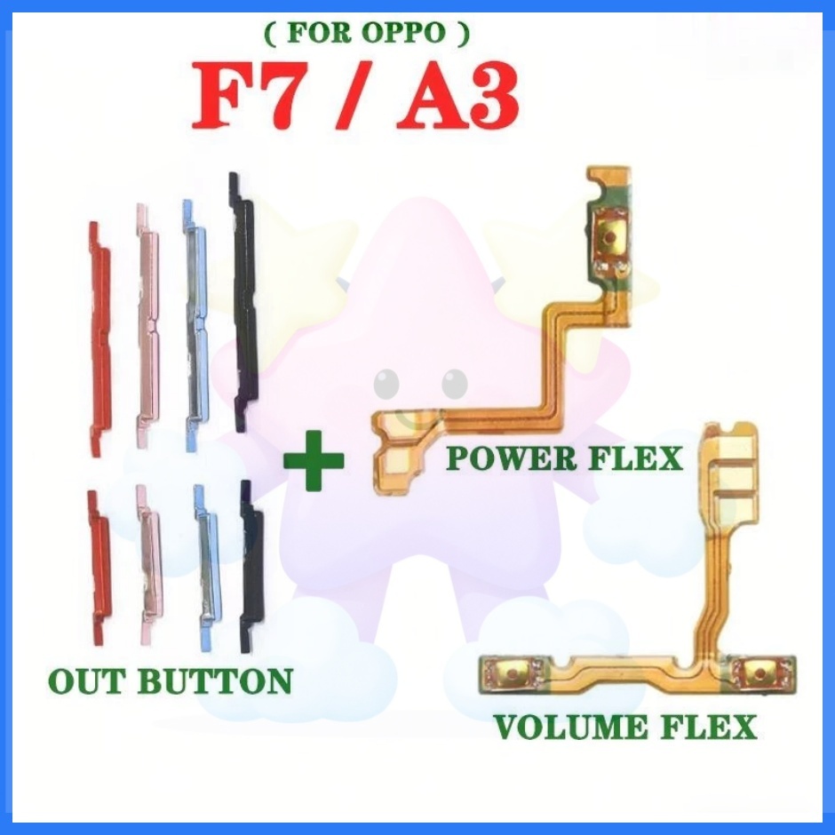 สําหรับ OPPO F7 A3 ปุ่มด้านข้างปรับระดับเสียงปุ่ม Flex Cable Keys ปุ่มปิดระดับเสียงขึ้นลงด้านข้างอะไหล่ทดแทน
