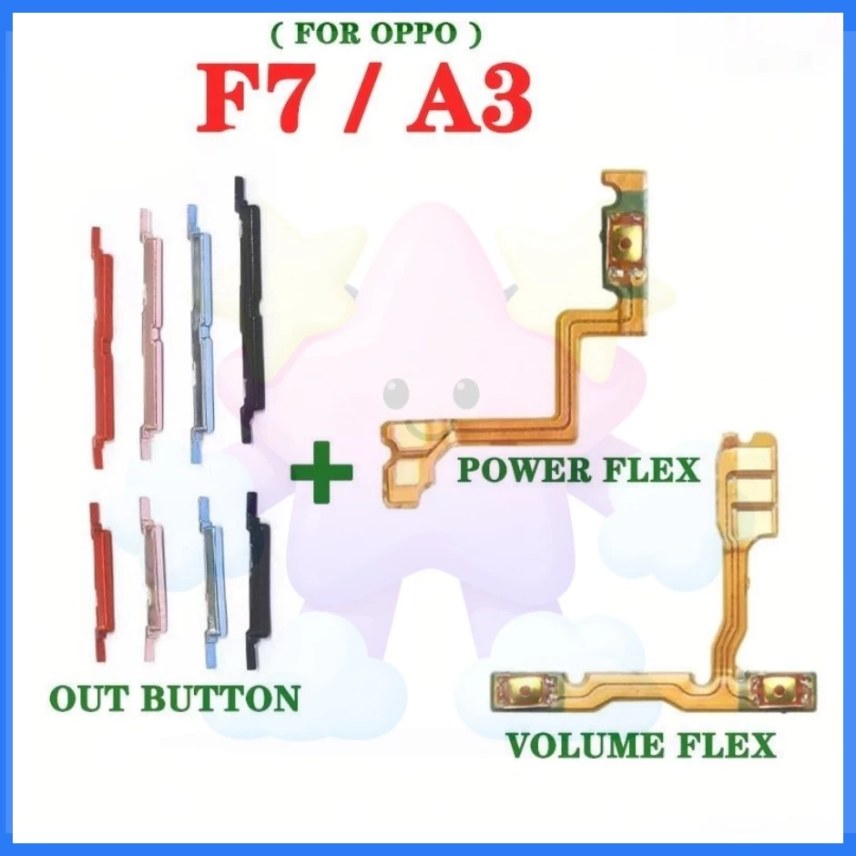 สําหรับ OPPO F7 A3 ปุ่มด้านข้างปรับระดับเสียงปุ่ม Flex Cable Keys ปุ่มปิดระดับเสียงขึ้นลงด้านข้างอะไหล่ทดแทน