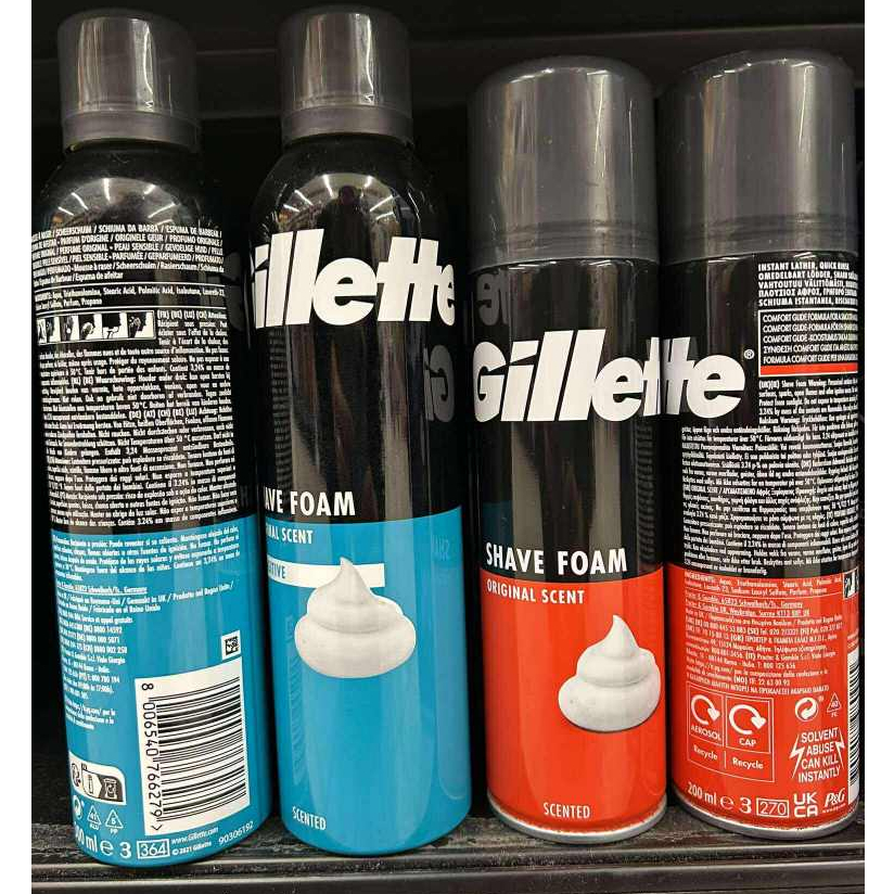 โฟมโกนหนวด Gillette shave foam regular classic และ sensitive ขนาด 300ml