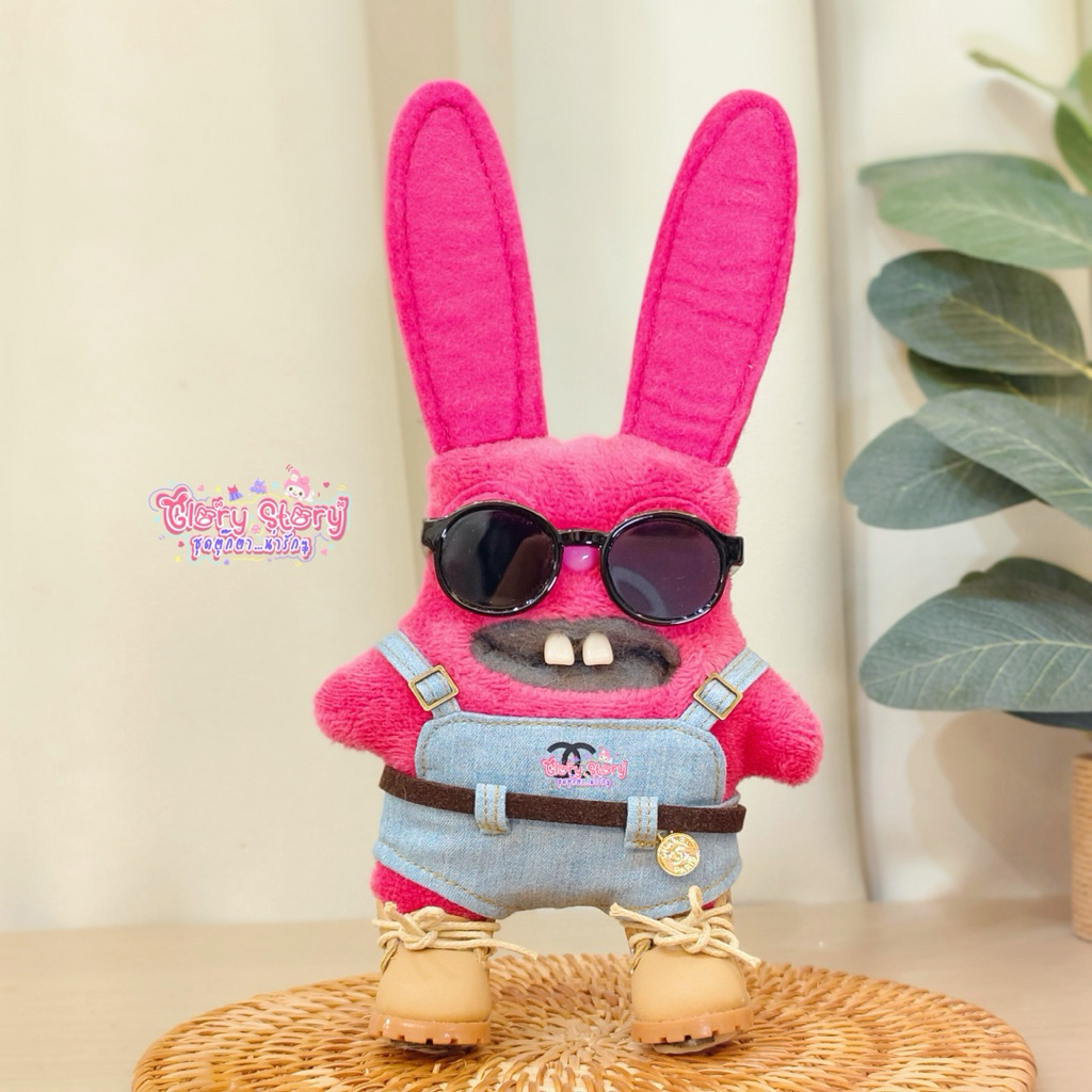 Fuggler keyring " Rabid Rabbit - Pink " ชุด  เอี๊ยมยีน