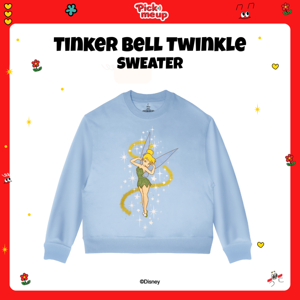 Pick Me Up เสื้อสเวตเตอร์พิมพ์ลาย Tinker Bell สีฟ้า ลิขสิทธิ์ Disney
