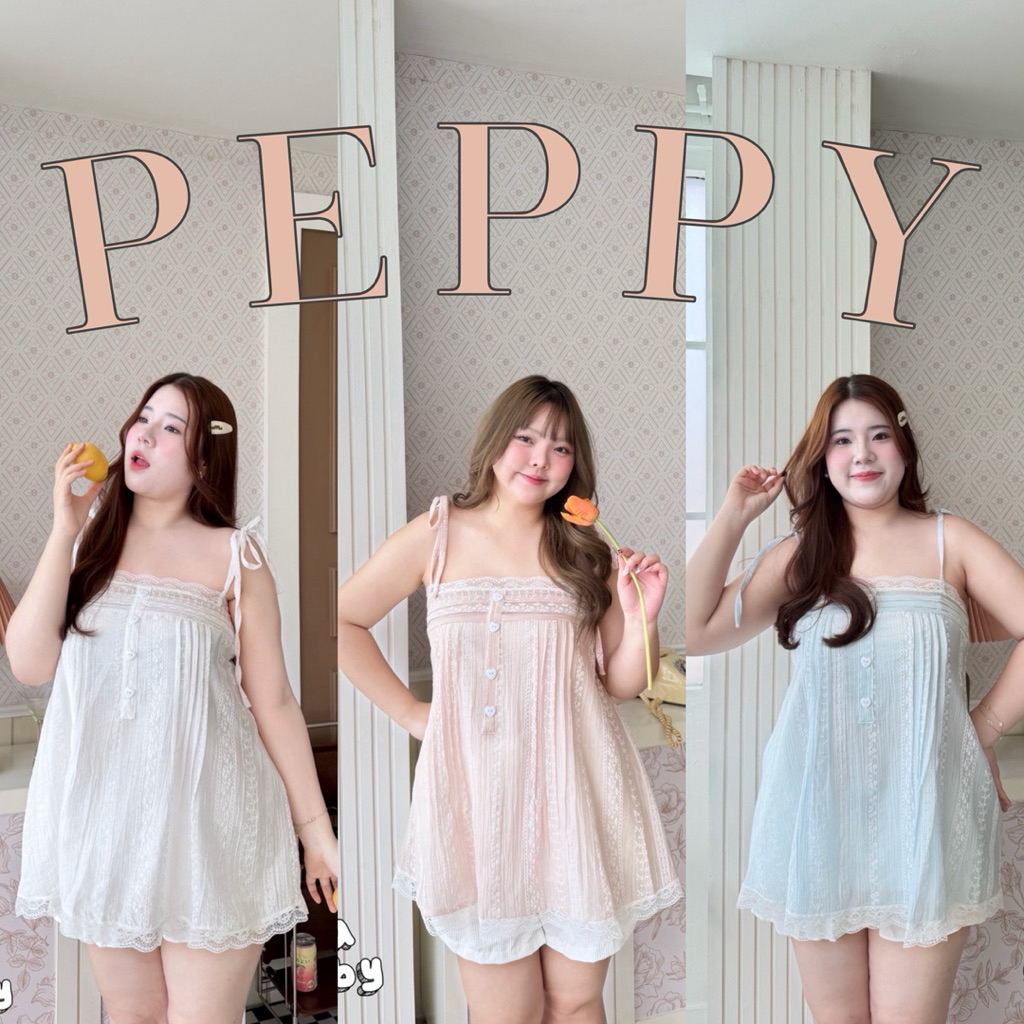 🧸𝐂𝐡𝐮𝐛𝐛𝐲𝐋𝐚𝐧𝐝.(อก38-50)🍤Peppy Shirt🍤รุ่นเพพปี้ เสื้อสายเดี่ยวสาวอวบ ไซส์ใหญ่ สายปรับระดับได้ #Sh312