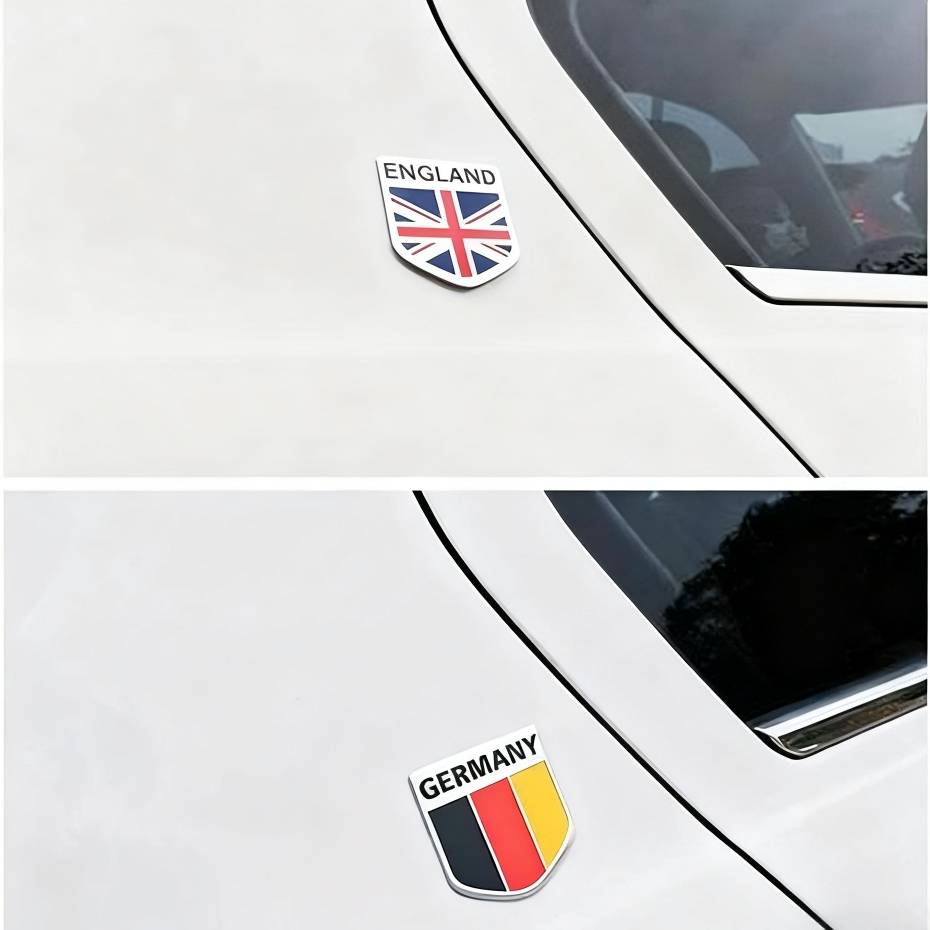 แผ่นเพลทอลูมิเนียม ติดรถ ลวดลายธงชาติ พร้อมกาวสองหน้า ขนาด 5.5x5.5cm แบบโล่ พร้อมส่ง-DanDIn - รูปที่ 3