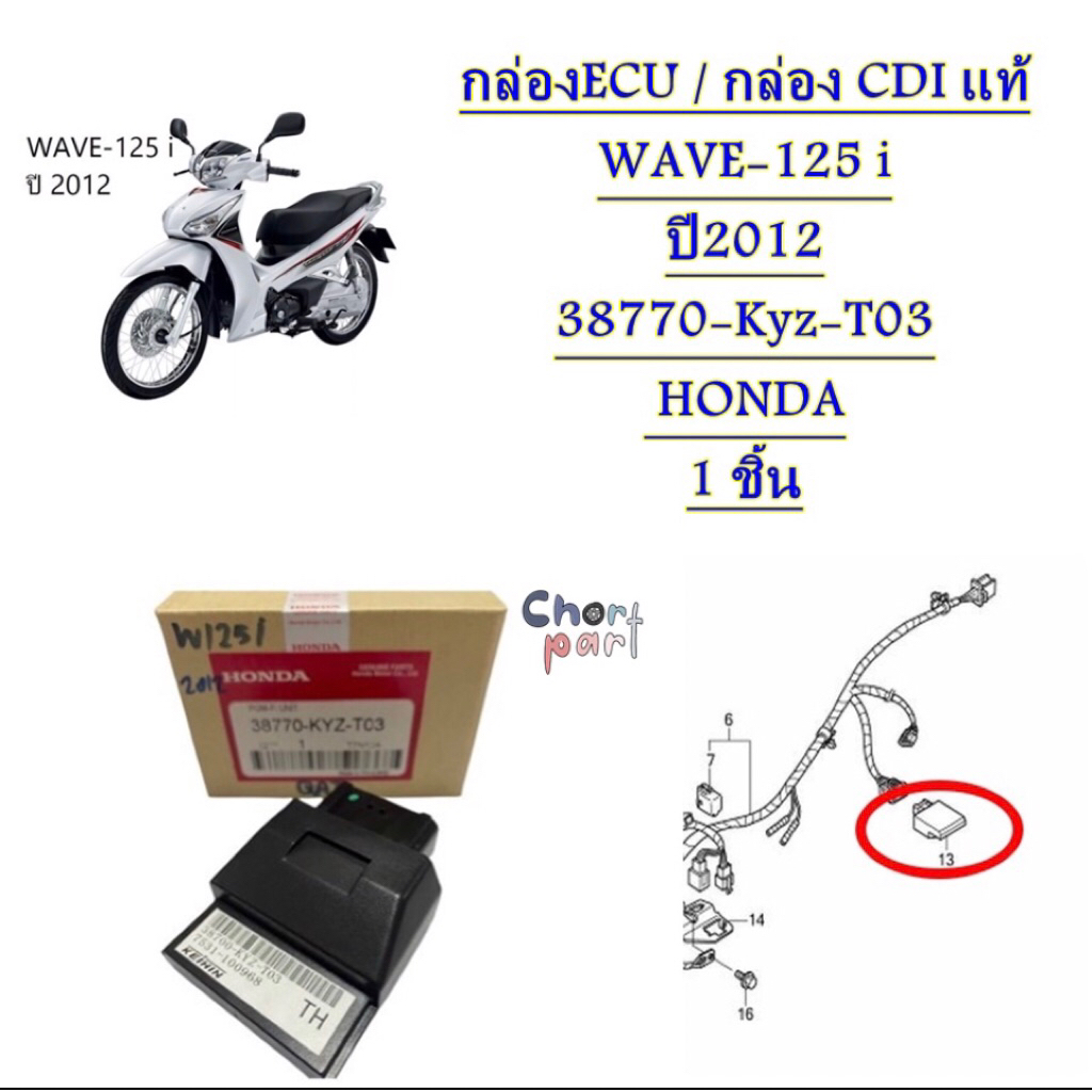 กล่อง ECU / กล่อง CDI แท้ WAVE-125 i ปี2012 38770-KYZ-T03 HONDA 1 ชิ้น