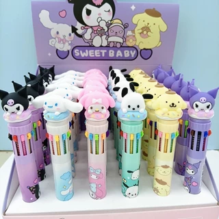 🔥ยกกล่อง36ชิ้น🔥 ปากกากดหลายสี 10 สี ปากกาลูกลื่น ปากกาหลายสี ปากกาลายการ์ตูน เครื่องเขียน ของแจก