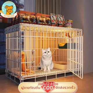🐈Petorldog กรงเเมว 2 ชั้น กรงกระต่าย กรงแมว กรงสัตว์เลี้ยง กรงแมวพับได้ แถมถาด ประกอบง่าย