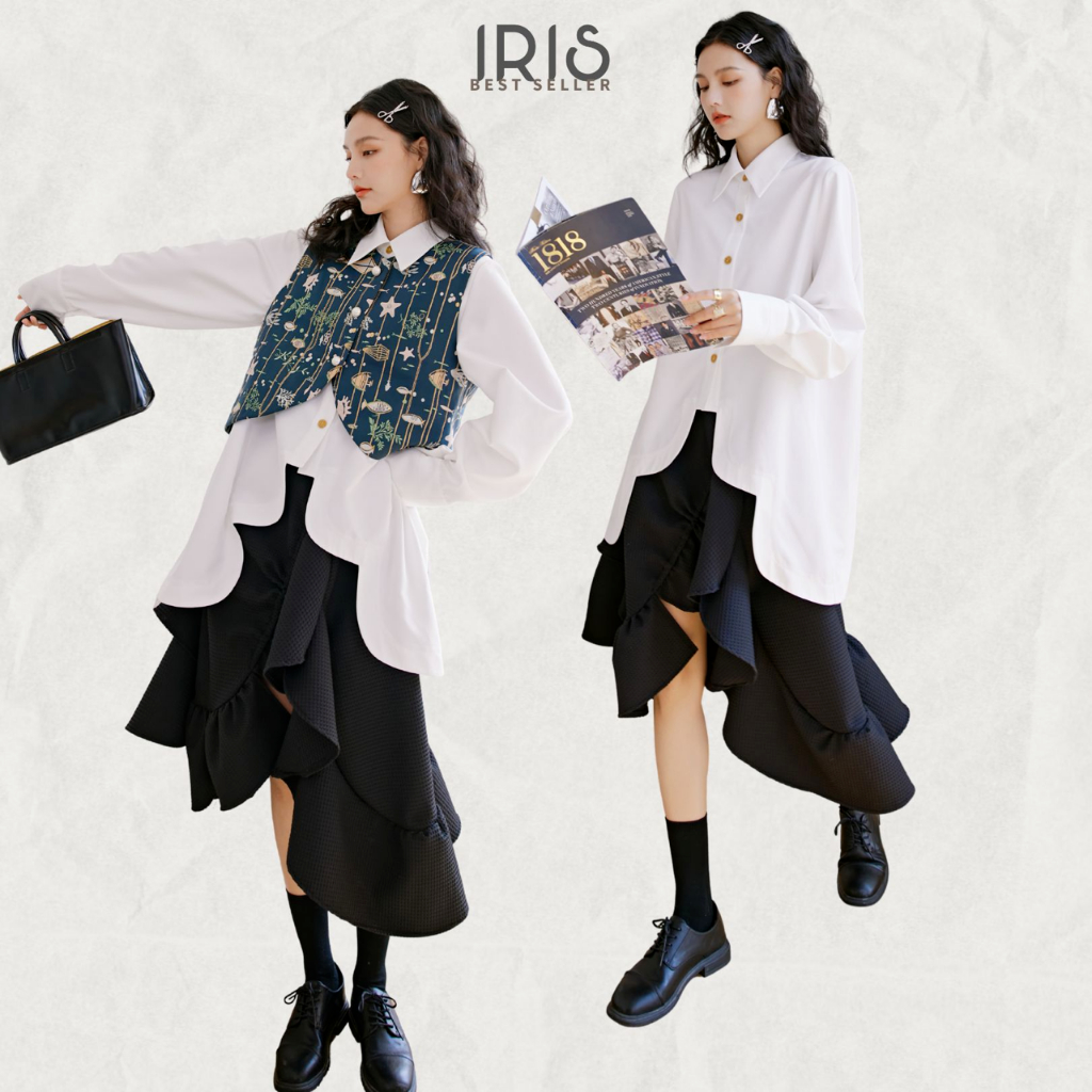 [ พร้อมส่ง ] Iris Boutique IK001 Wave Skirt กระโปรง มินิมอล ใส่เที่ยว ใส่ทำงาน เนื้อผ้าดี ใส่สบาย