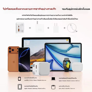 ชุดชาร์จเร็ว 120W ชุดชาร์จ GaN สายชาร์จ + หัวชาร์จ Fast charging มีสาย Type-C แบบยืดหด สําหรับ Type-C/i&p