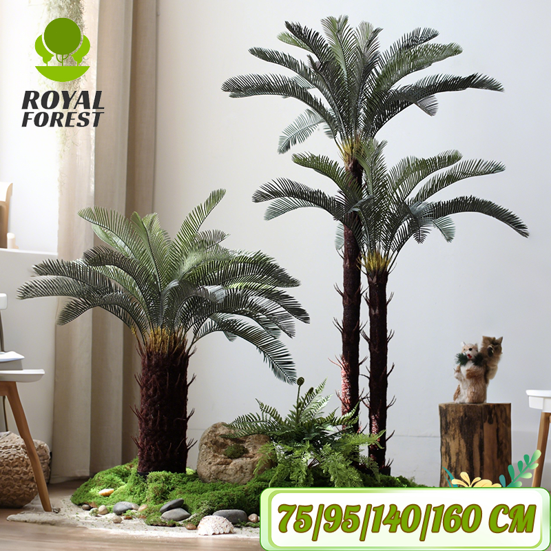 🌴การจำลอง 360 องศา🌴ต้นไม้เหล็กเทียม แดดจัดไม่ลดลงสี ต้นไม้ปลอมใหญ่ 75/95/140/160CM ต้นไม้เทียม