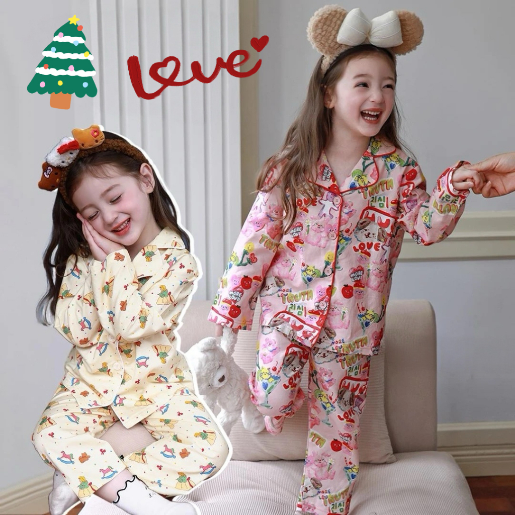 BB161 ชุดนอนเด็กแขนยาว ขายาวแบบแฟชั่น เนื้อผ้านุ่มระบายอากาศได้ดี ลายการ์ตูนน่ารัก