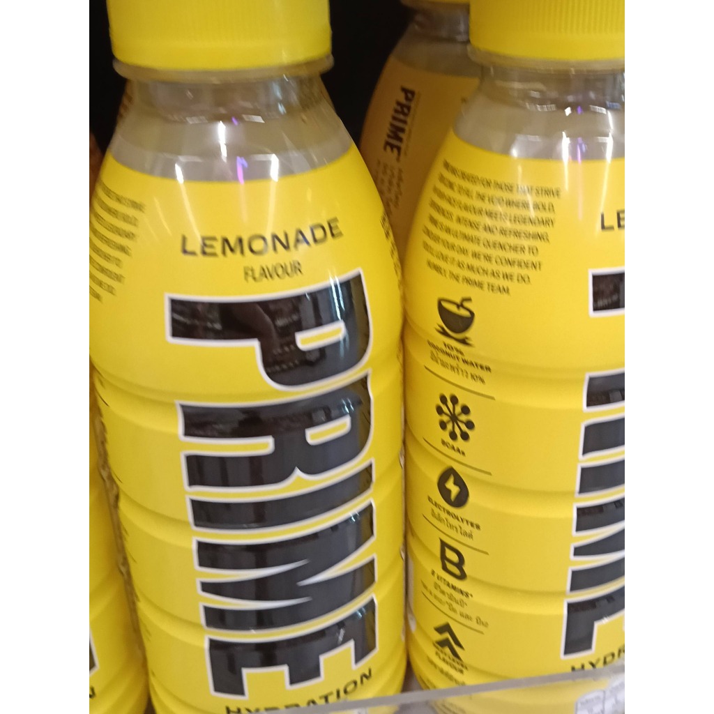 PRIME Hydration *** 2-PACK *** LEMONADE FLAVOUR (Non-Carbonated) Energy Drink 500ml x 2 = 1000ml * U