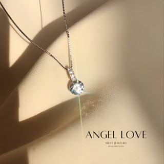 MEET💕สร้อยคอเงิน Angel Love สร้อยคอเงินแท้925 จี้เพชร สไตล์เ…