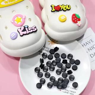 💦พร้อมส่ง💦หมุดติดรองเท้า จิบบิท Jibbitz แป้นรองเท้า แป้นกระเป๋า หมุดดำ หมุดพลาสติก กระดุมติดรองเท้า (ราคาต่อ 1 ชิ้น)
