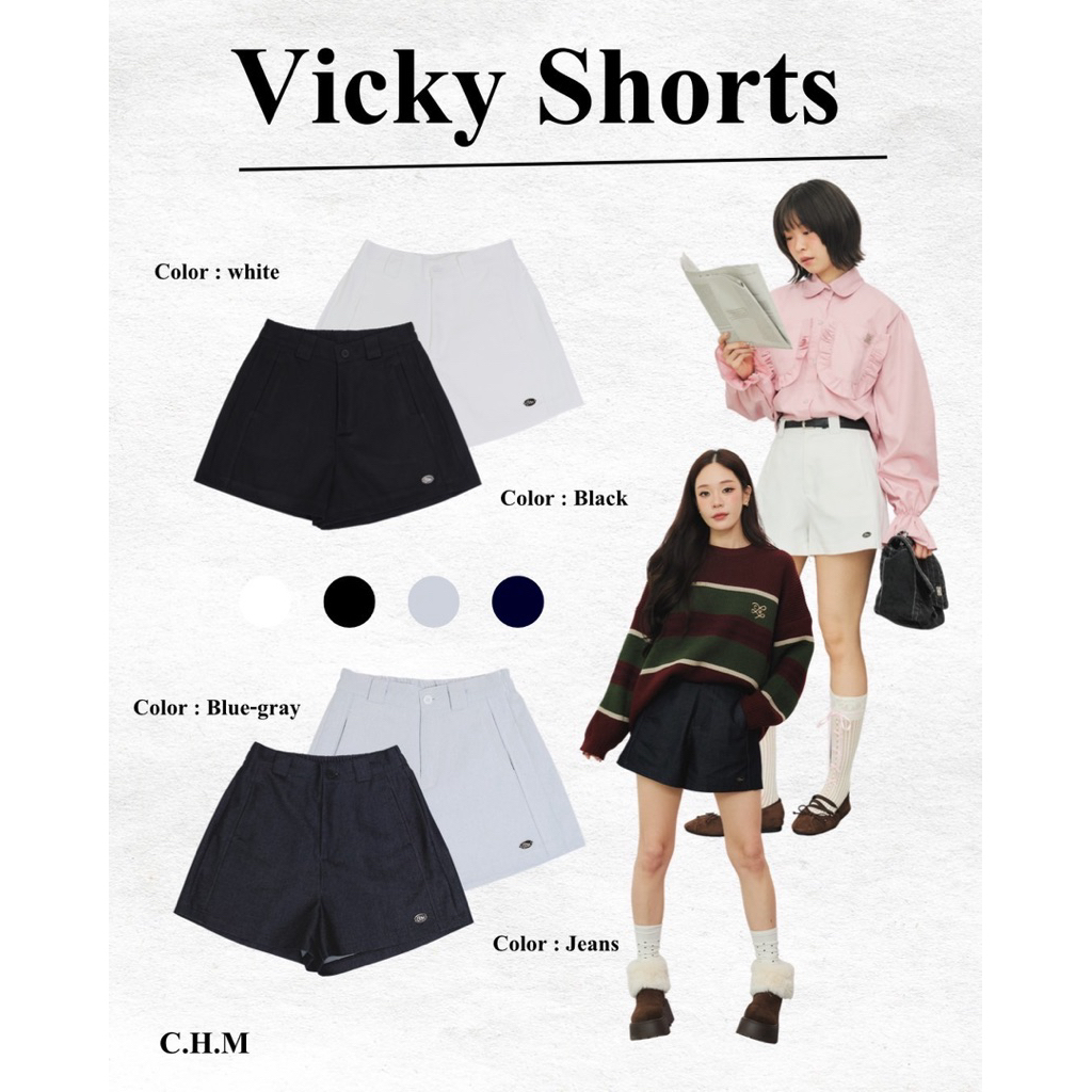 Vicky Shorts (วิกกี้) กางเกงขาสั้นทรงสวย เก็บทรง พรางขา พร้อมเข็มขัด