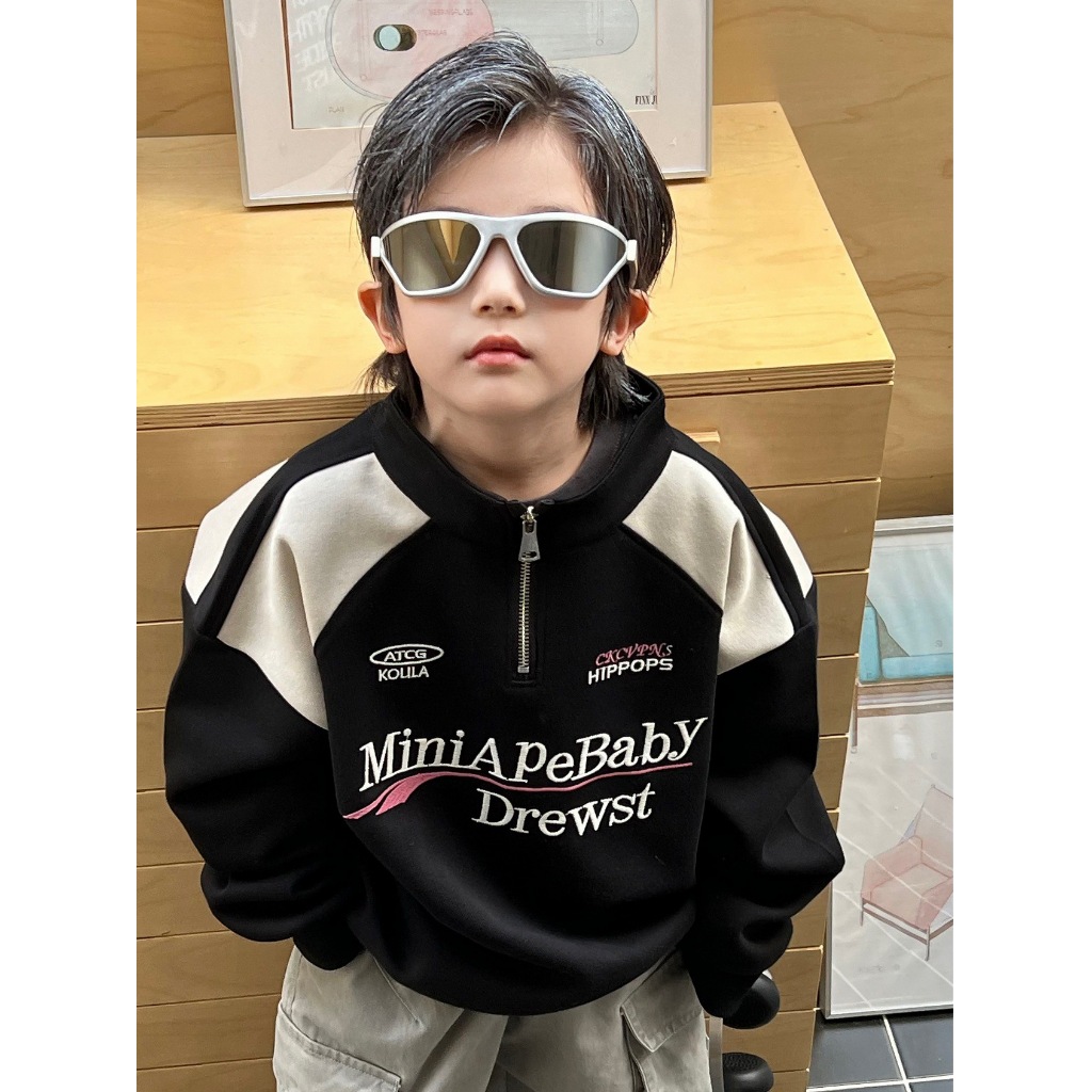 [ส่งไวจากไทย] *แค่เสื้อ* เสื้อสเวตเตอร์เด็ก เสื้อกันหนาวเด็กชาย คอสูง ทรงโอเวอร์ไซส์ สไตล์เกาหลีเท่ๆ เหมาะสำหรับ 3-12 ปี - รูปที่ 5