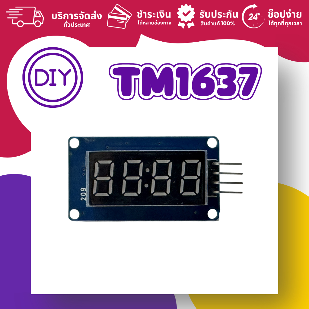 TM1637 4-Digit 7-Segment Display Module (ออกใบกำกับภาษีได้ แจ้งรายละเอียดทางแชท)