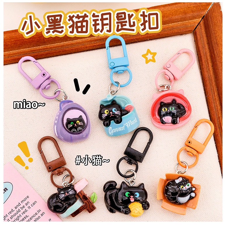 พวงกุญแจแมวดำสุดน่ารักสำหรับนักเรียน พวงกุญแจ DIY รูปที่ 6
