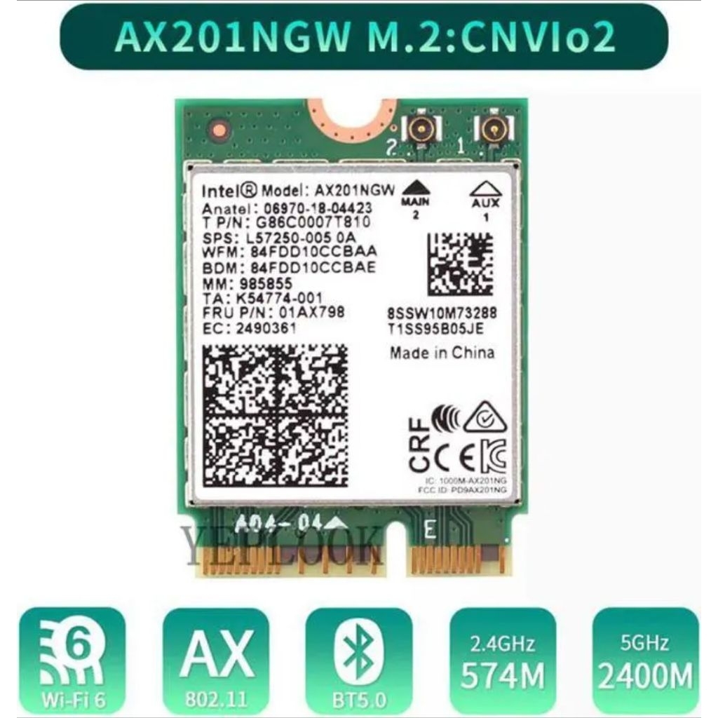WIFI Card Intel AX201NGW WIFI 6 Bluetooth 5.2