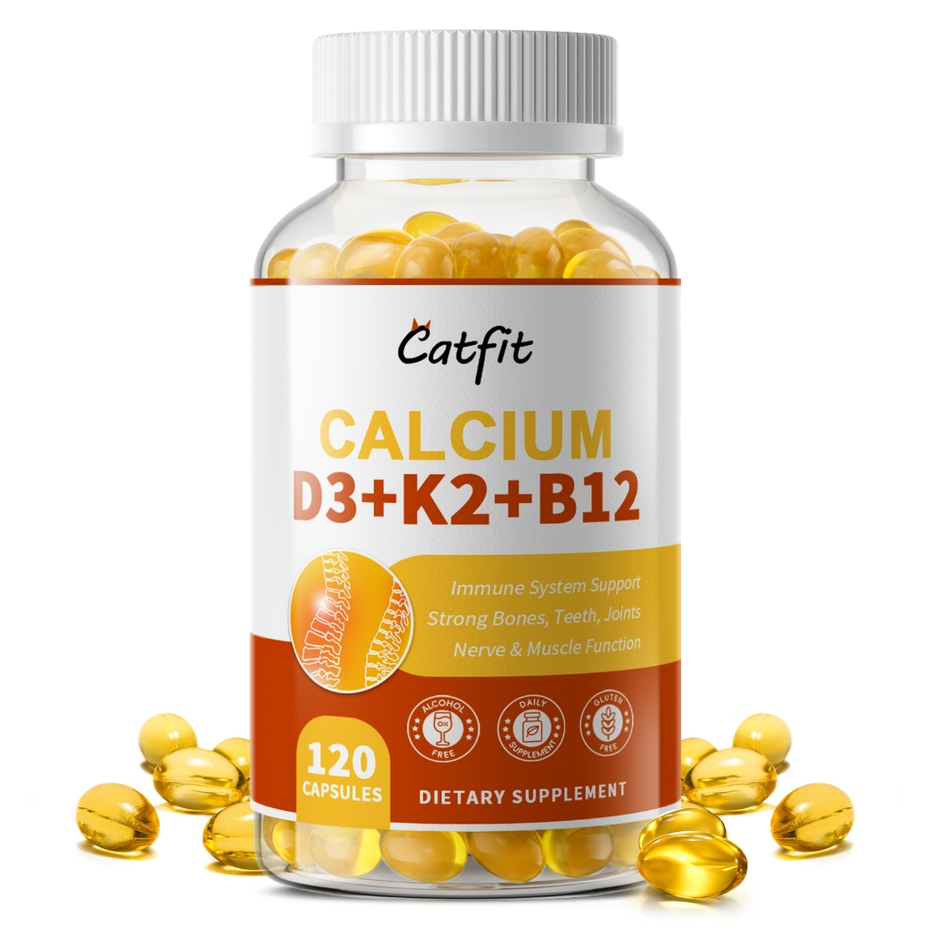 กระดูกที่แข็งแรง วิตามิน,แคลเซียม,D3,K2,B12 แคปซูล ส่งเสริมการดูดซึมแคลเซียม รักษาสุขภาพหัวใจและหลอดเลือด สุขภาพข้อ