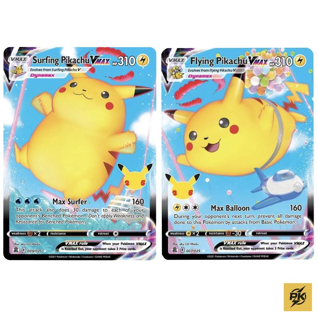 Pikachu Vmax Holo 25th Anniversary Celebrations Pokemon Card - การ์ดโปเกม่อนภาษาอังกฤษ