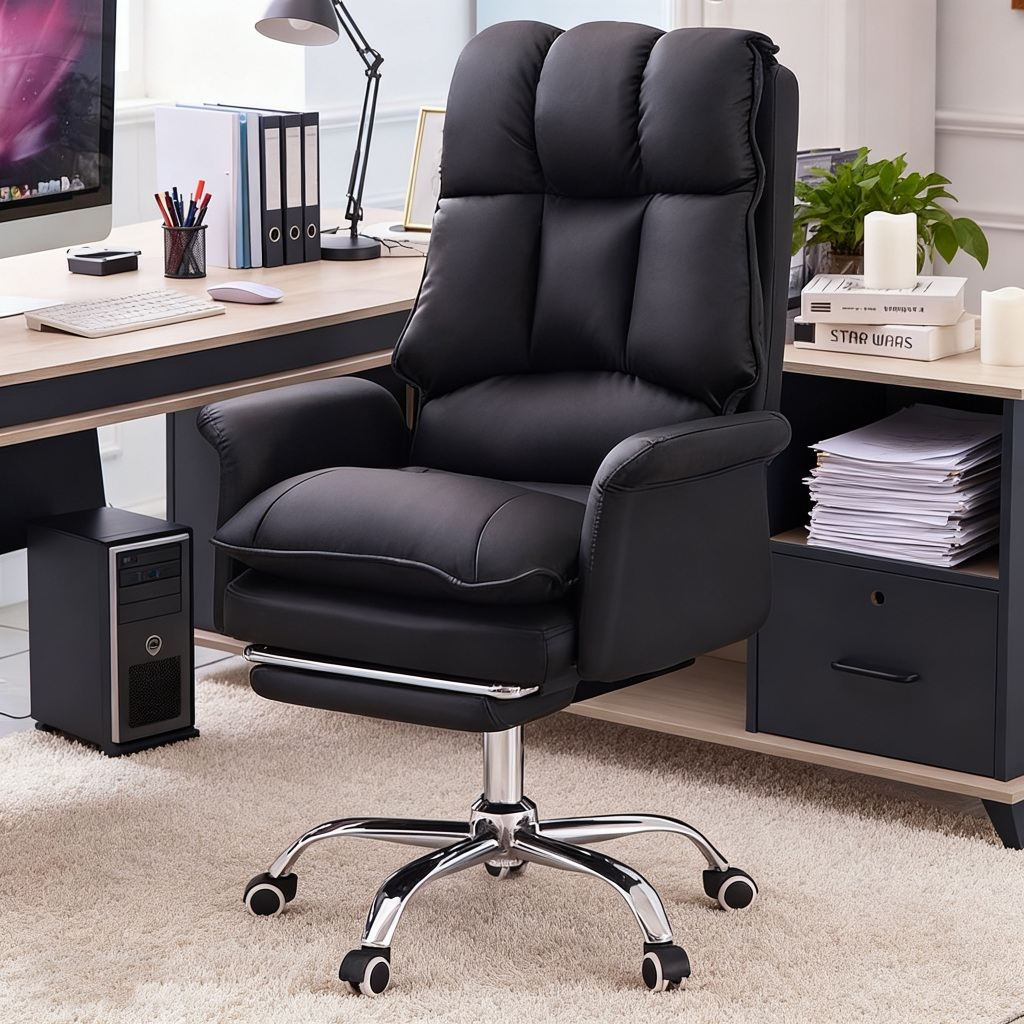 F&G เก้าอี้สำนักงาน เก้าอี้คอม Office Chair เก้าอี้ทำงานปรับนอนได้ มีที่วางเท้าในตัว หมุน ได้360°