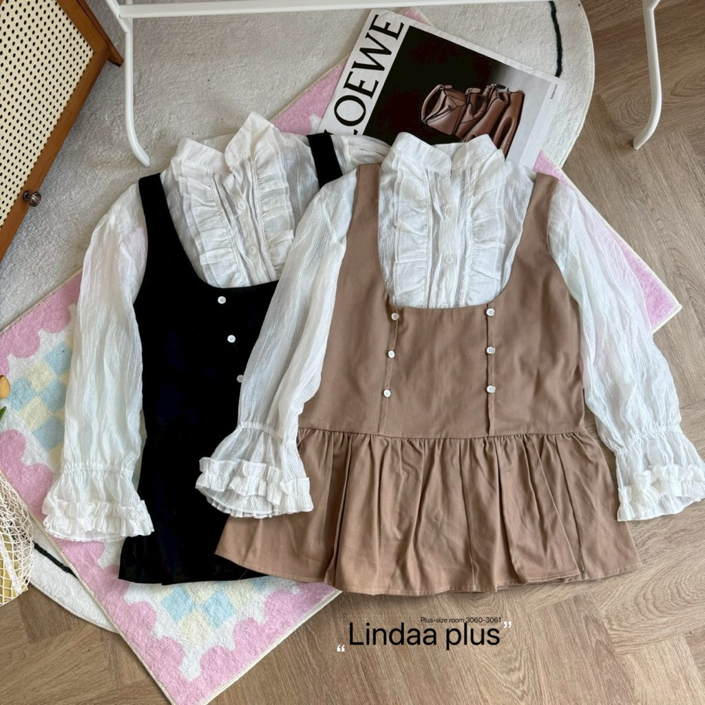 (LD) เซ็ต เสื้อแขนยาวใยไผ่+เอี้ยม น่ารักตะโกน ลูกคุณหนู ผู้ดีเว่อร์ เสื้อผ้าสาวอวบอ้วน พลัสไซส์ ไซส์ใหญ่ ราคา ถูกที่สุด ดีลบีเคเค แกลเลอรีภาพที่ 9