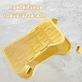 แผ่นดักทรายแมว บันไดห้องน้ำแมว 2 ชั้น ทำความสะอาดง่าย สะดวกต่อการใช้งาน ความจุขนาดใหญ่ 2IN1 ถาดรองฉี่สุนัข พรมดักทรายแมว