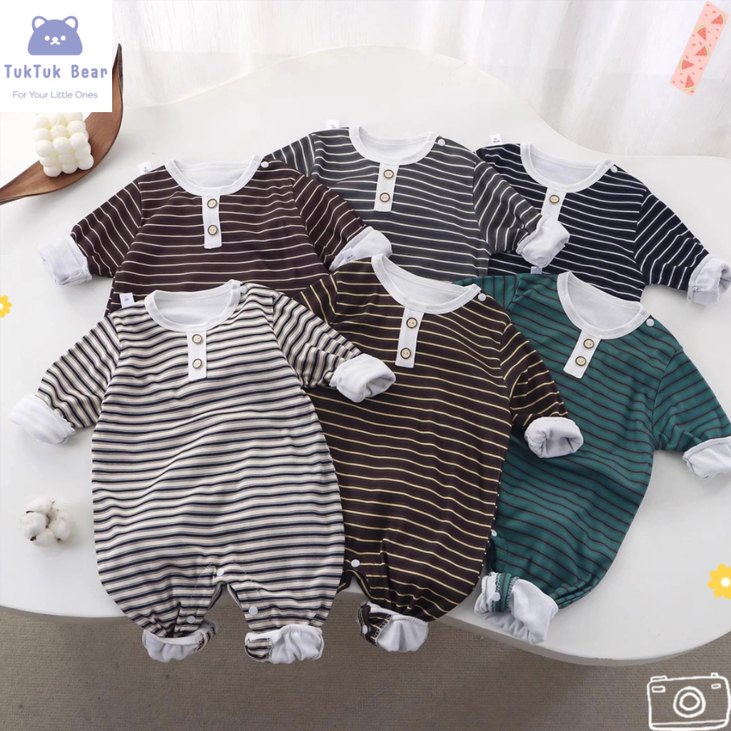 ชุดบอร์ดี้สูทเด็ก ชุดเด็กแรกเกิด คอกลม ผ้านุ่มใส่สบาย สไตล์เกาหลี 0-24เดือน