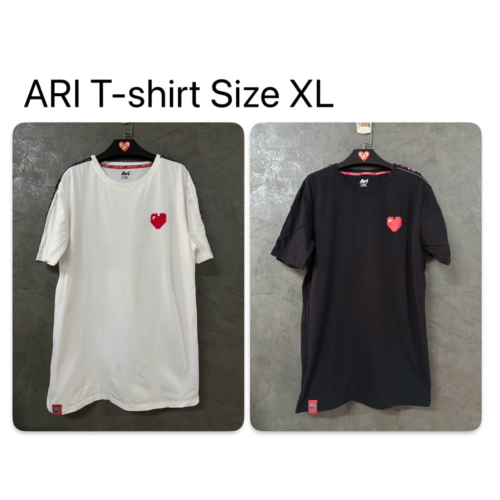 (สินค้ามือสอง)_พร้อมส่ง_สภาพใหม่มากค่ะ 90% เสื้อยืด Ari size XL สีดำ สีขาว