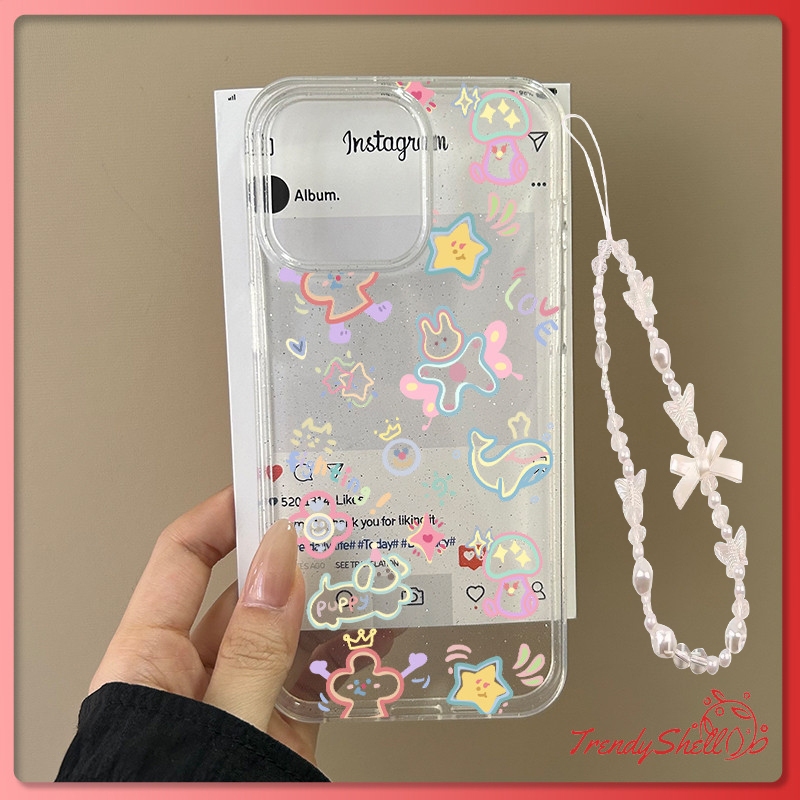 เคส สำหรับ iPhone 17 IP11 เคสใสแบบแวววาว TPU นุ่มสีสันสด ลายการ์ตูนสีสันสดใสน่ารัก Compatible IP 12 13 14 15 16 PRO MAX