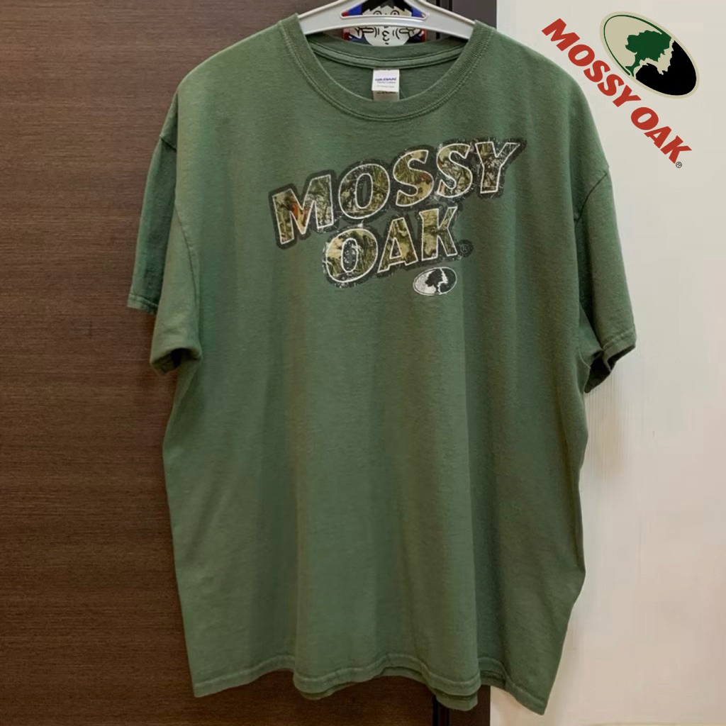 เสื้อยืดป่าไม้ MOSSY OAK สีเขียว ป้าย Gilden ไซส์ XL อก 47 นิ้ว ยาว 28 นิ้ว made in Nicaragua🇳🇮