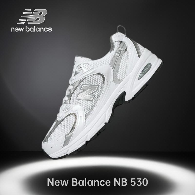 ของแท้ 100%-New Balance NB 530 White and silvery Sneakers MR530AD