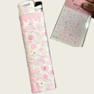 🩷🎀พร้อมส่ง!สติ๊กเกอร์สำหรับตกแต่งลายการ์ตูน มายเม สีชมพู ขนาดเล็ก ติดเล็บ