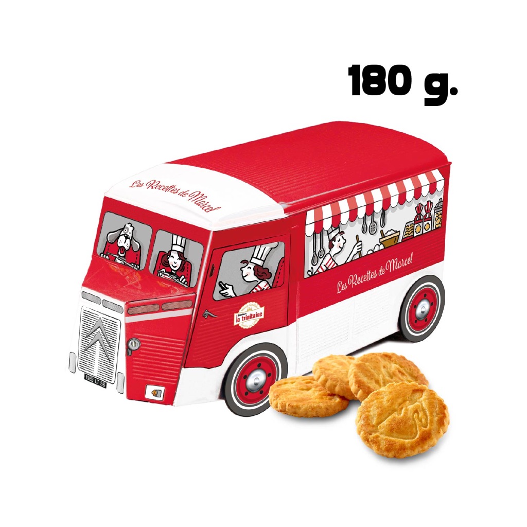 Galettes Bretonnes pur Beurre Tub 180 g. คุกกี้เนยชนิดบางกรอบ ในกล่องเหล็กรูปรถ