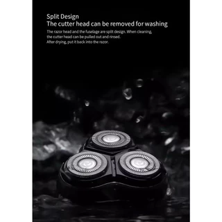 ชุดอะไหล่สำรอง หัวใบมีดโกน Black Stone (สีดำ) ใบมีดโกนหนวด 3 หัว โกนได้ 360 องศา